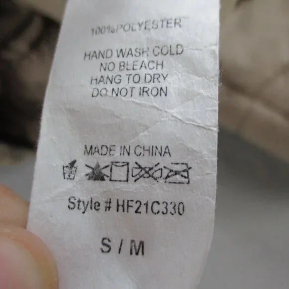 12th Tribe Puffer Jacket Womens S/M Brown Tan Lightweight Hooded Full Zip Coat - Picture 7 of 8